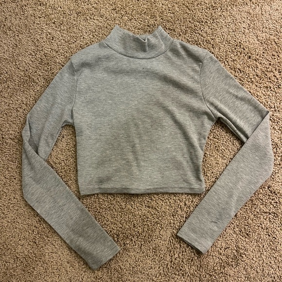 Tops - cropped gray long sleeve shirt